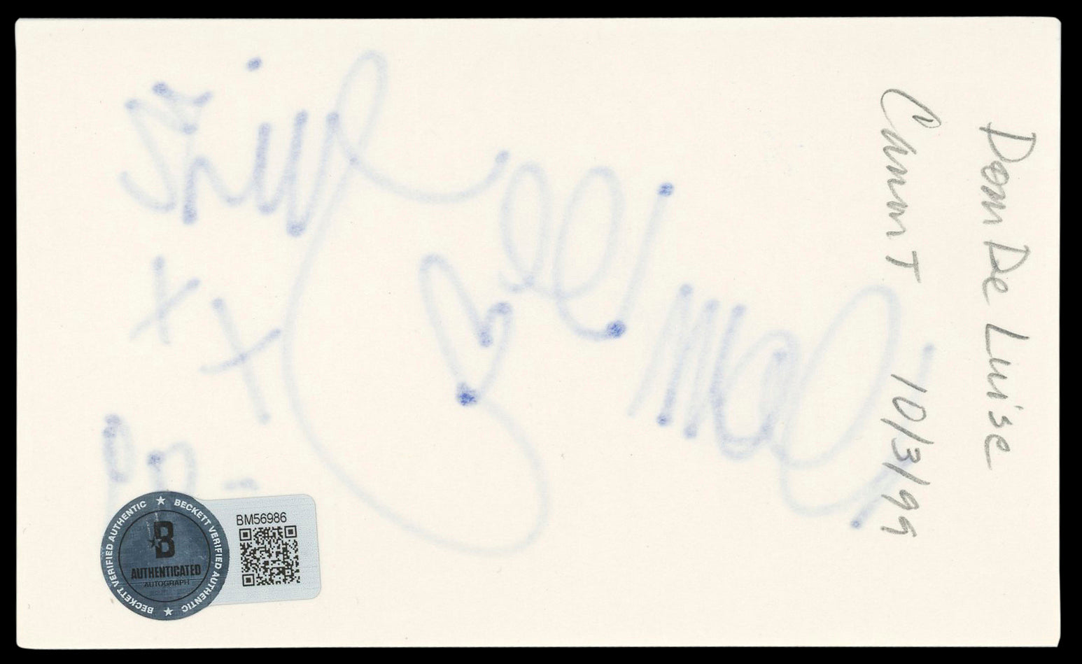 Dom Deluise The Cannonball Run "99" Authentic Signed 3x5 Index Card BAS #BM56986