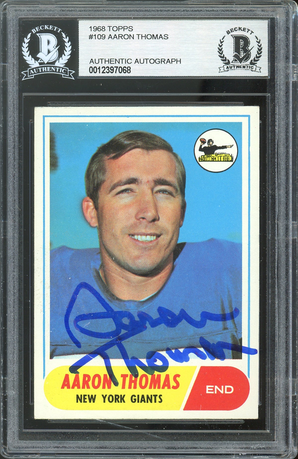 Giants Aaron Thomas Authentic Signed 1968 Topps #109 Card BAS Slabbed