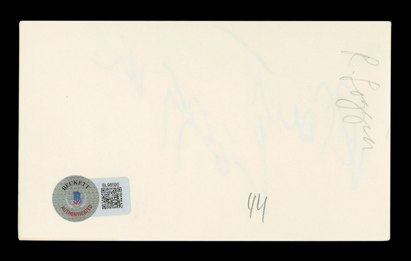 Robert Loggia Big Authentic Signed 3x5 Index Card Autographed BAS #BL96590