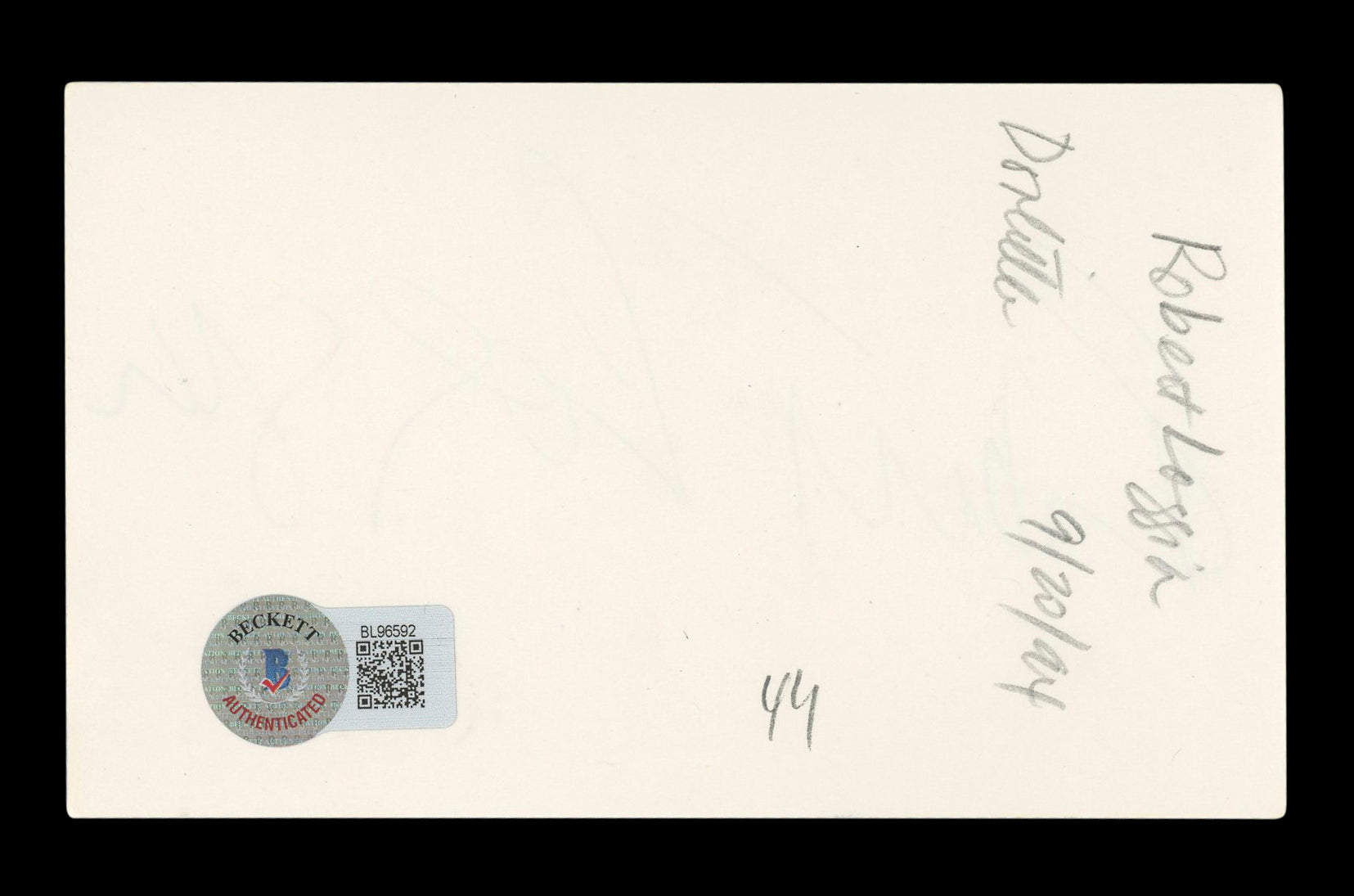 Robert Loggia Big Authentic Signed 3x5 Index Card Autographed BAS #BL96592