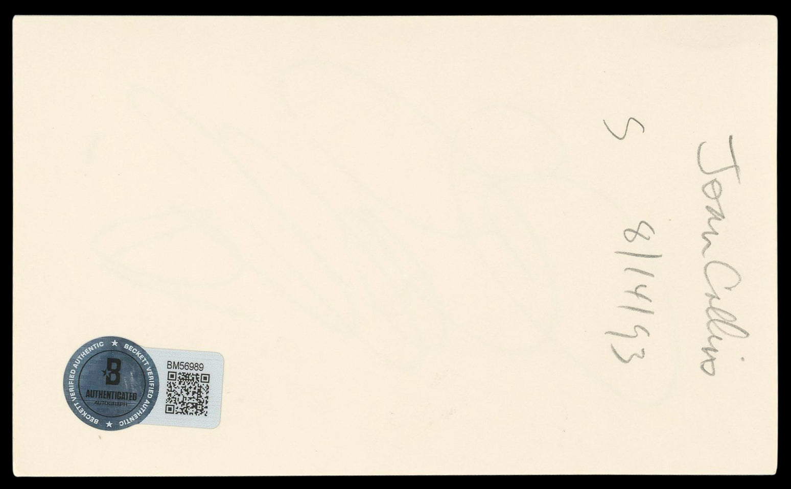 Joan Collins Dynasty Authentic Signed 3x5 Index Card Autographed BAS #BM56989