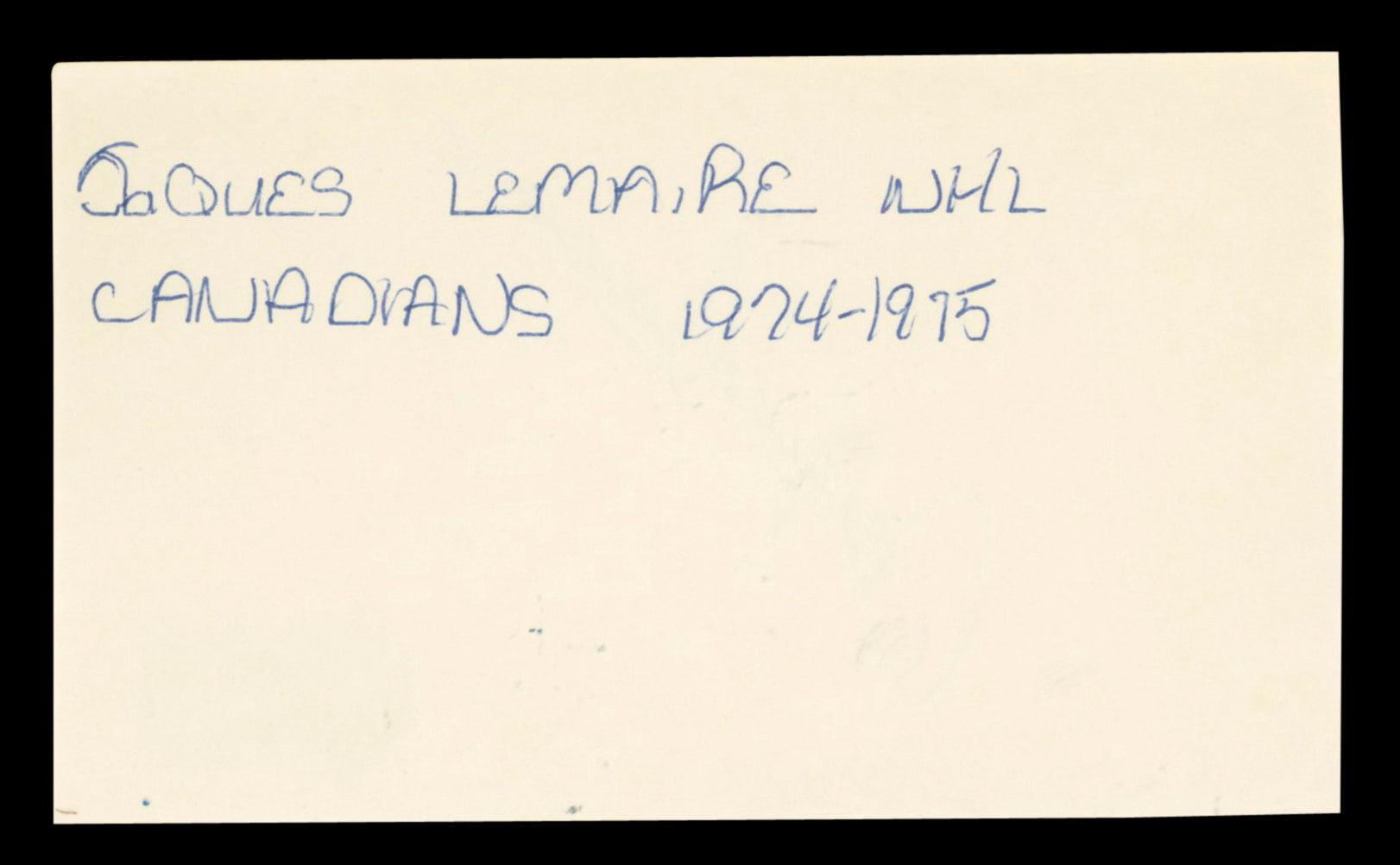 Canadiens Jacques Lemaire Authentic Signed 3x5 Index Card BAS #BT03582