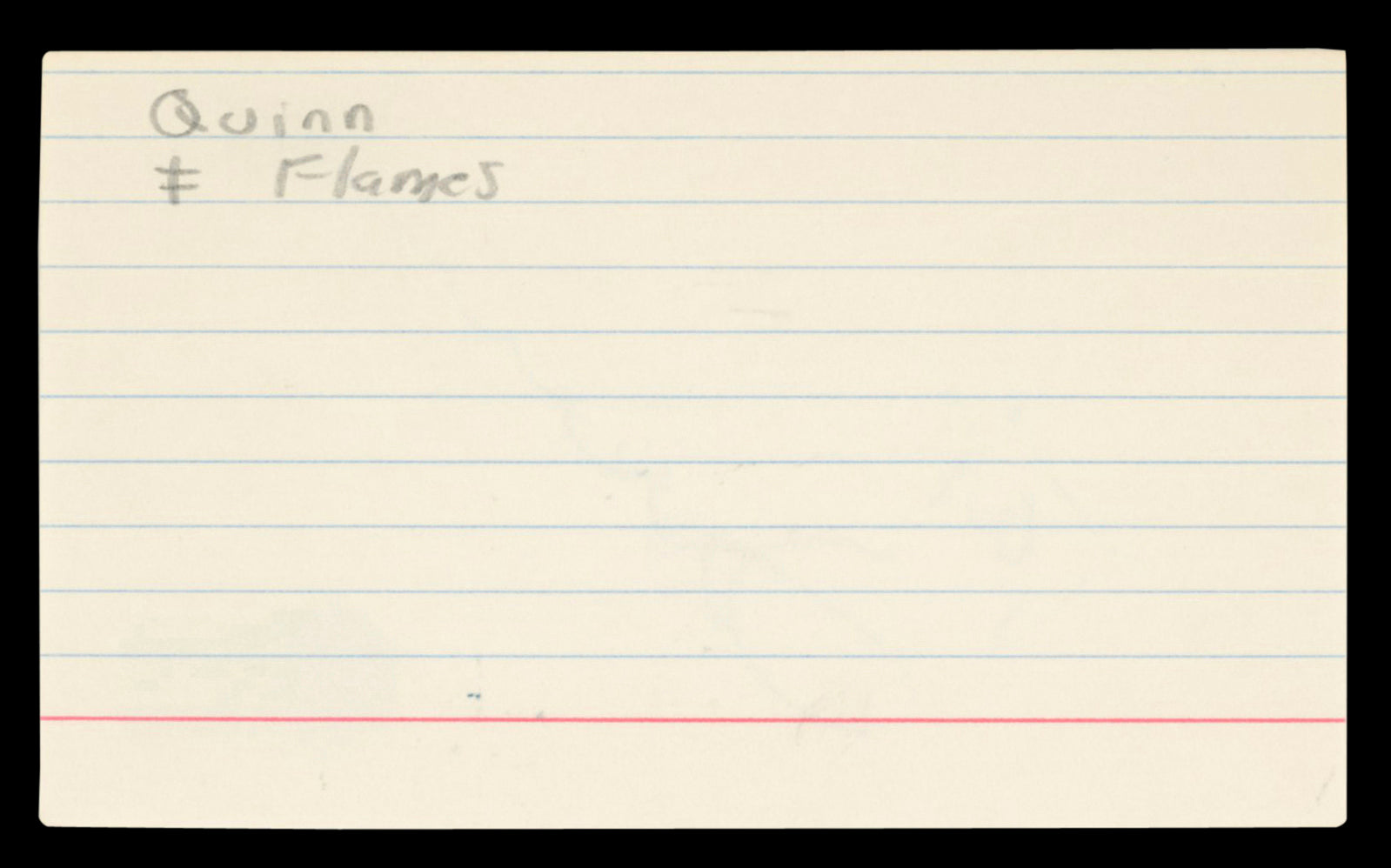 Maple Leafs Pat Quinn Authentic Signed 3x5 Index Card Autographed BAS #BT03583