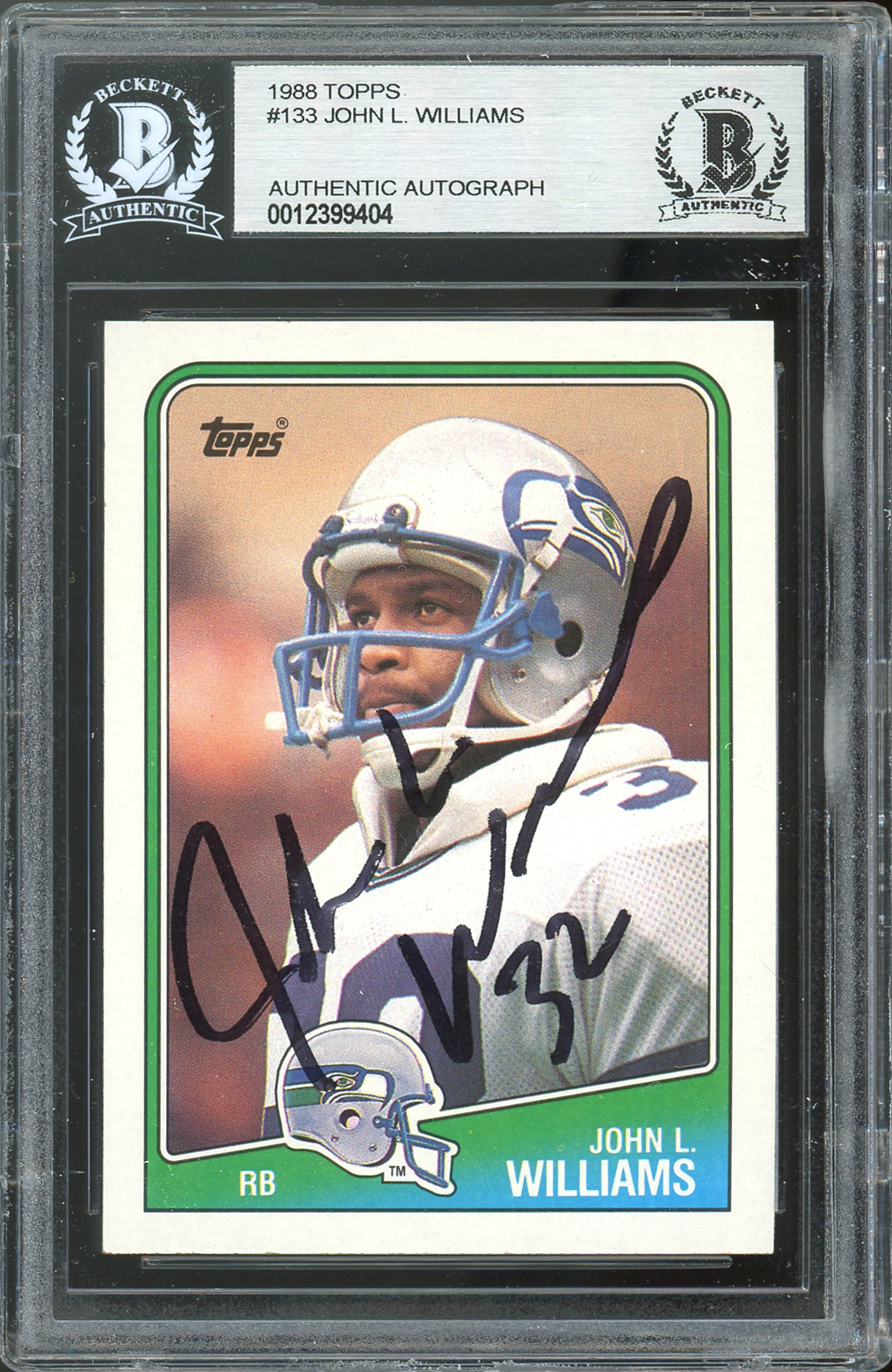 Seahawks John L. Williams Authentic Signed 1988 Topps #133 Card BAS Slabbed