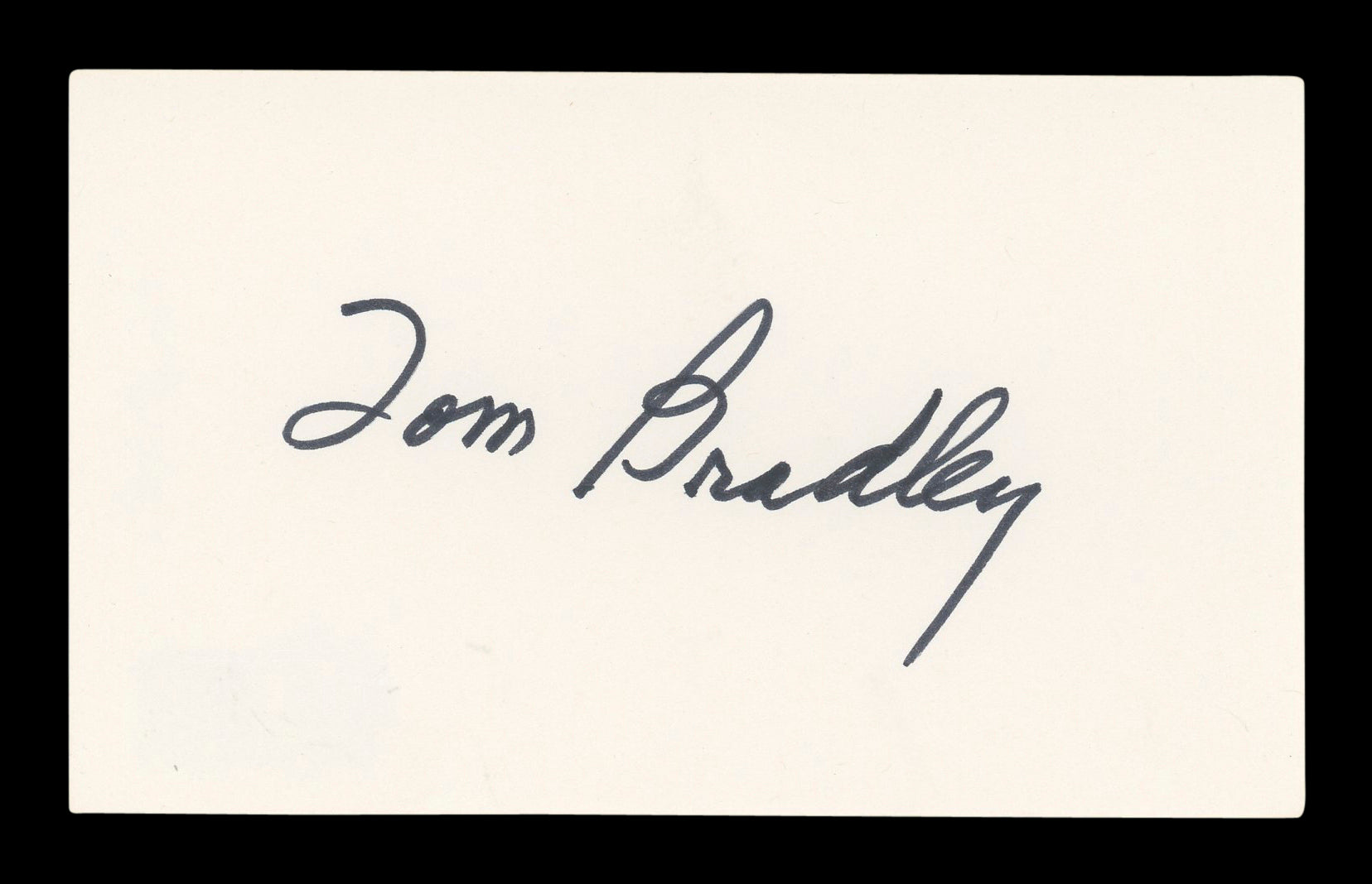 Tom Bradley Mayor Authentic Signed 3x5 Index Card Autographed BAS #BM57032