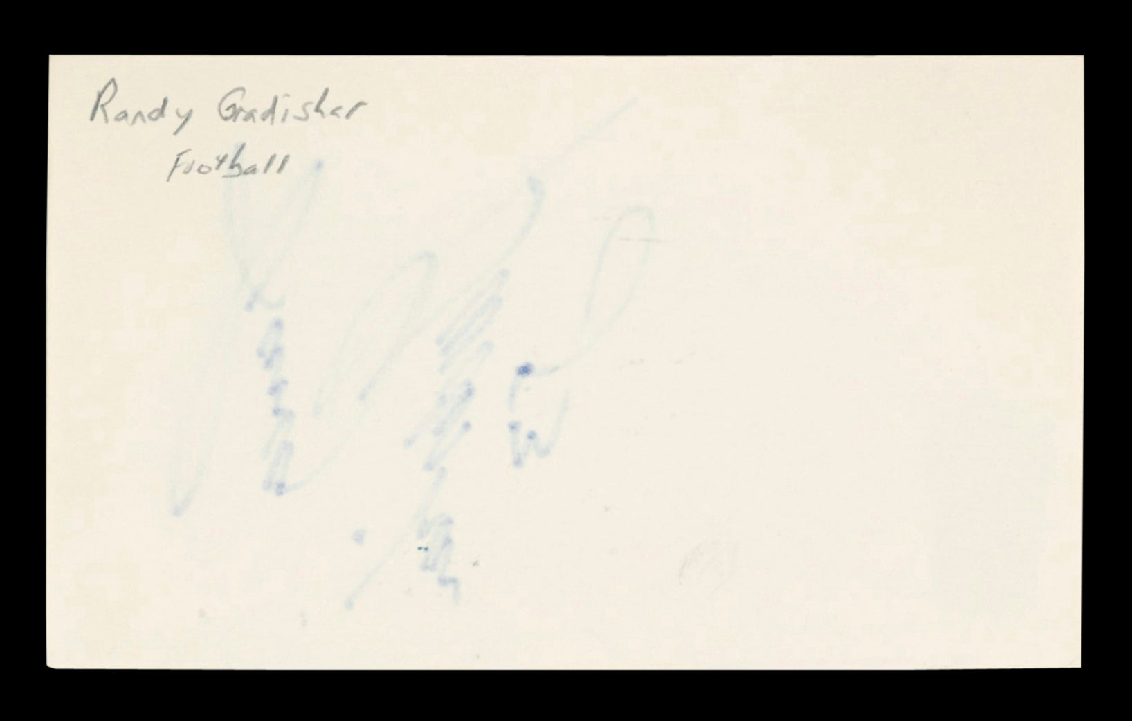 Broncos Randy Gradishar Authentic Signed 3x5 Index Card Autographed BAS #BT03586