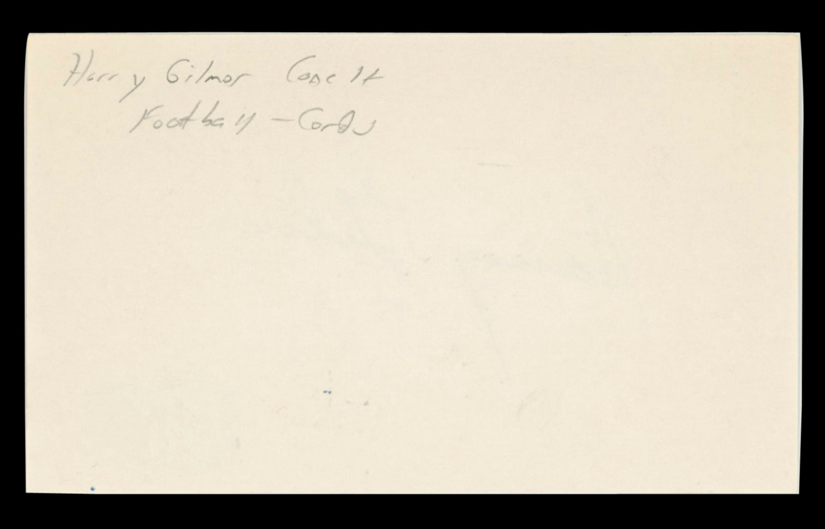 Commanders Harry Gilmer Authentic Signed 3x5 Index Card Autographed BAS #BT03587