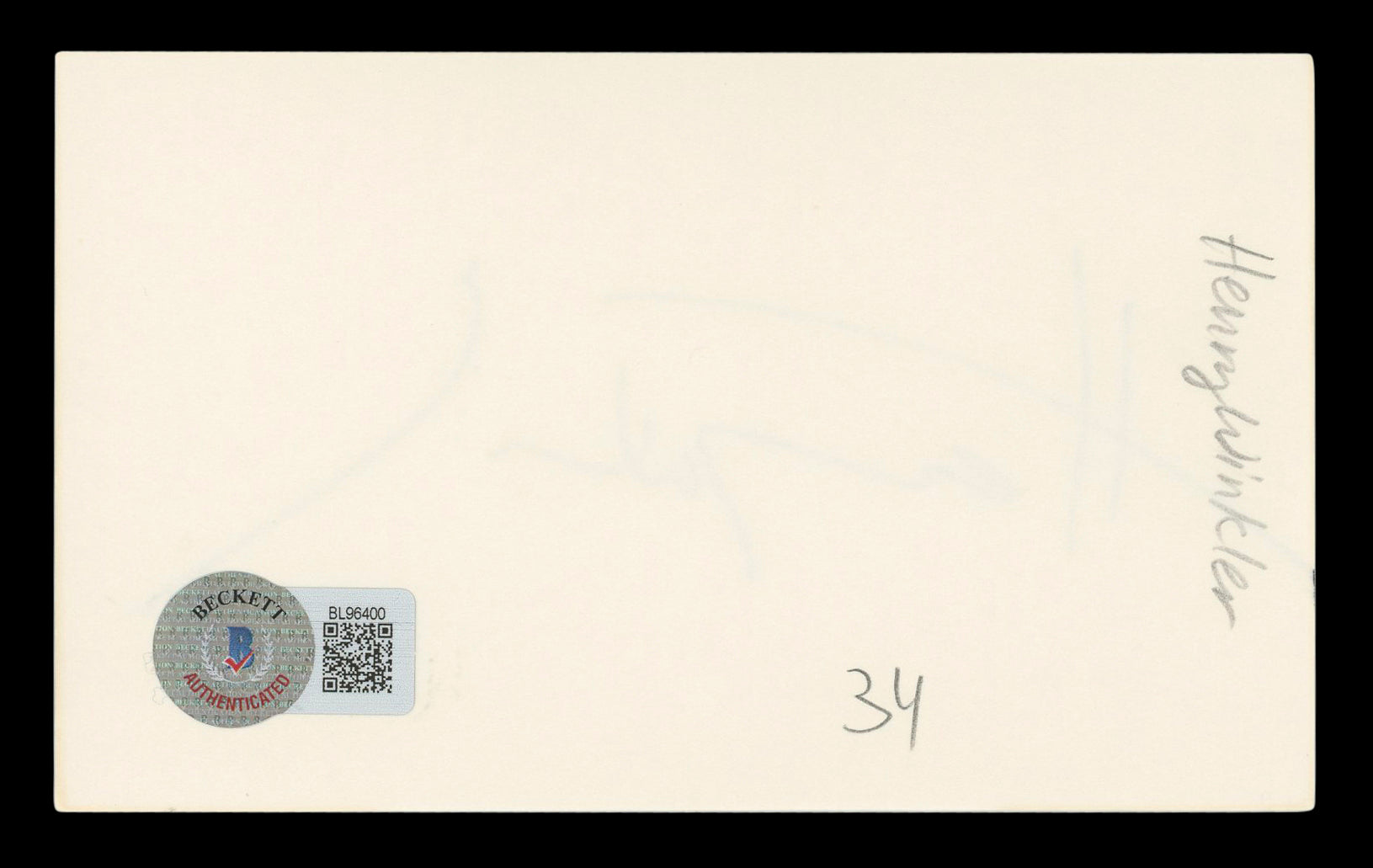 Henry Winkler Happy Days Authentic Signed 3x5 Index Card BAS #BL96400