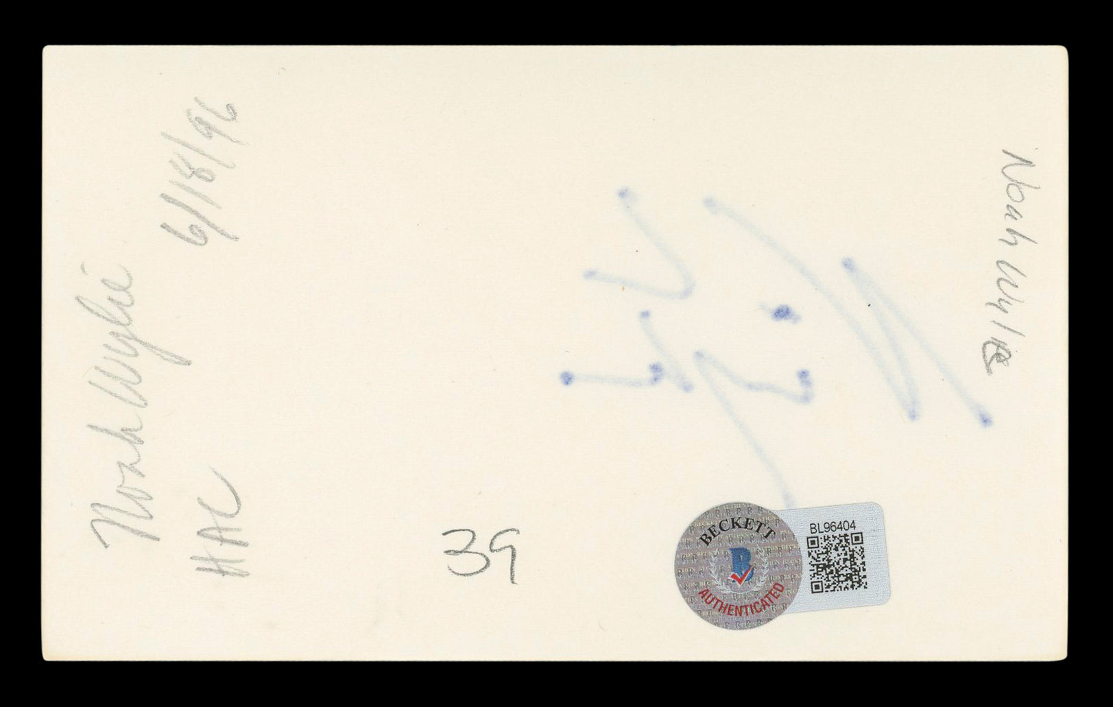 Noah Wyle ER Authentic Signed 3x5 Index Card Autographed BAS #BL96404
