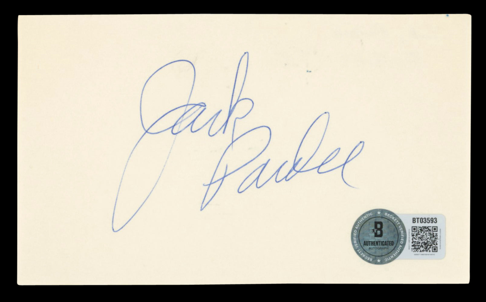 Bears Jack Pardee Authentic Signed 3x5 Index Card Autographed BAS #BT03593