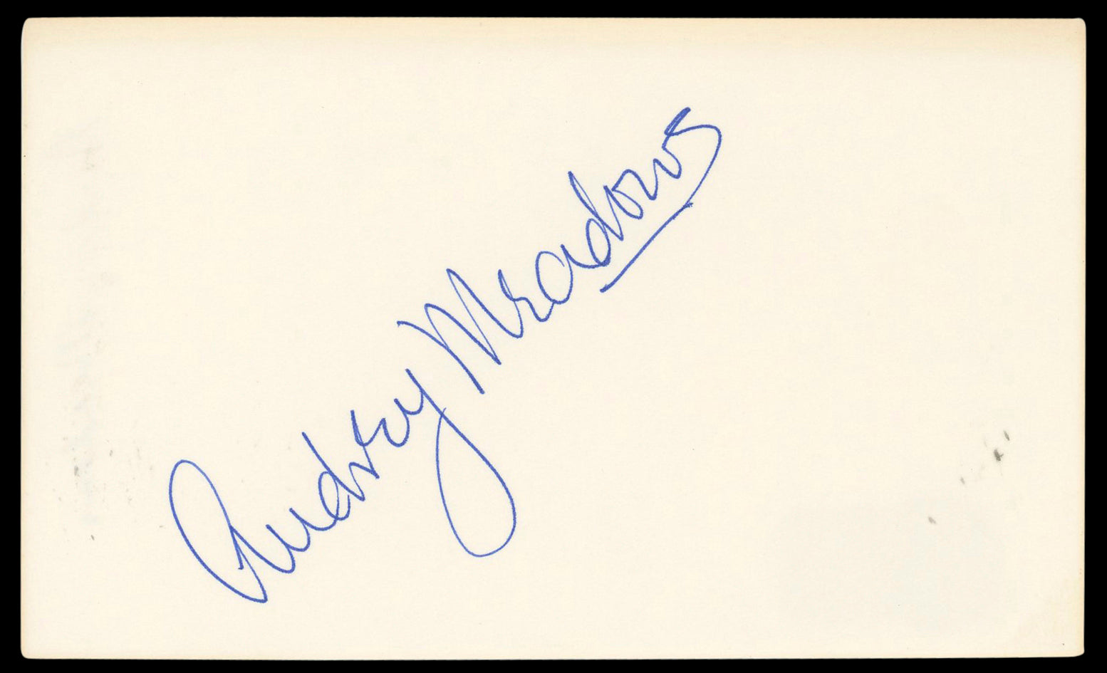 Audrey Meadows The Honeymooners Authentic Signed 3x5 Index Card BAS #BN89389