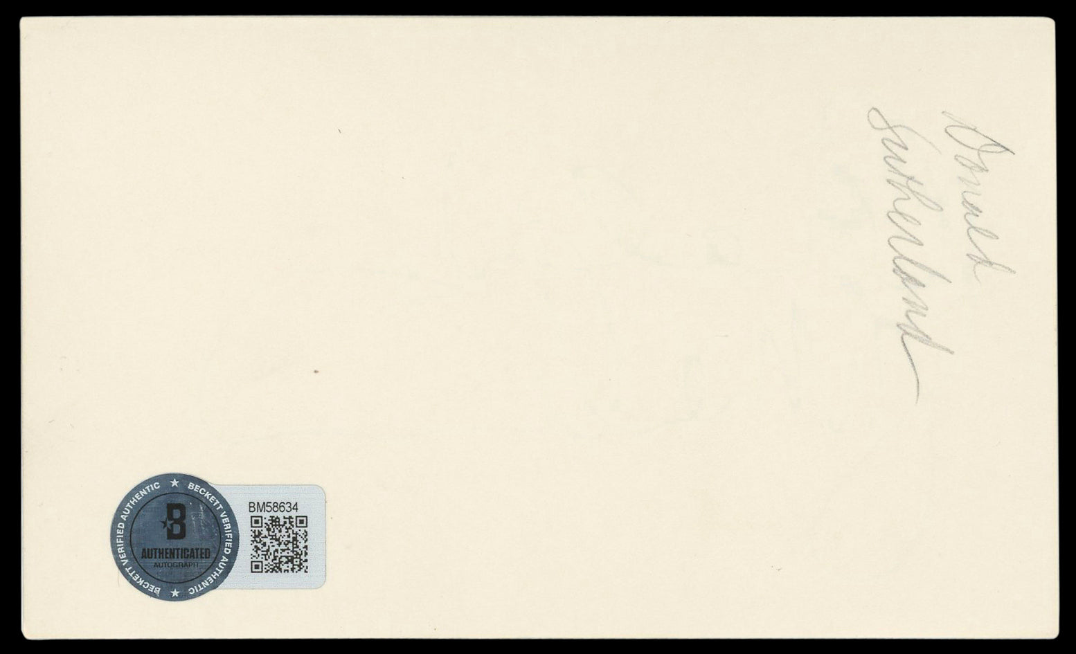 Donald Sutherland The Hunger Games Authentic Signed 3x5 Index Card BAS #BM58634