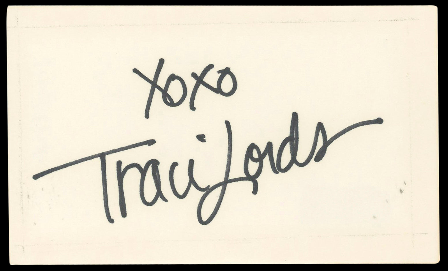 Traci Lords Cry-Baby "XOXO" Authentic Signed 3x5 Index Card BAS #BN89391