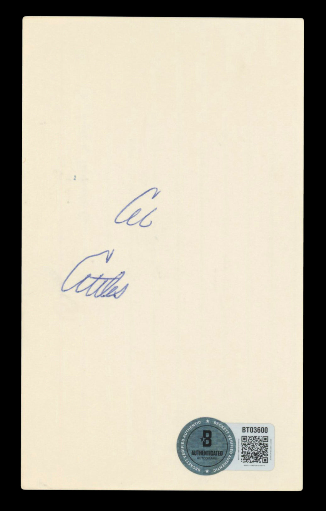 Warriors Al Attles Authentic Signed 3x5 Index Card Autographed BAS #BT03600
