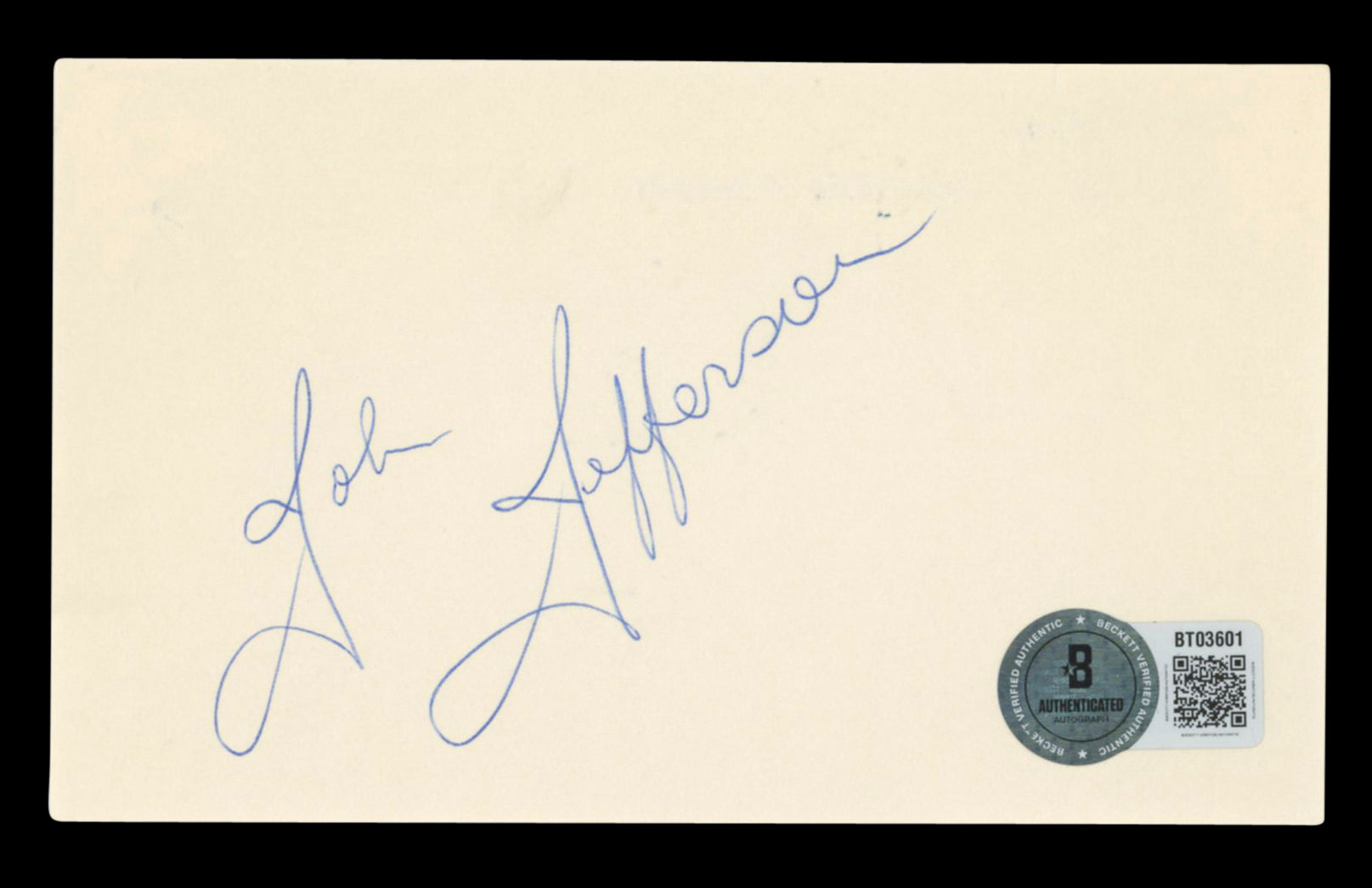 Packers John Jefferson Authentic Signed 3x5 Index Card Autographed BAS #BT03601