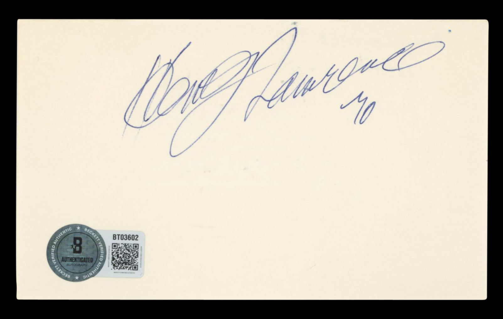 Raiders Henry Lawrence "70" Authentic Signed 3x5 Index Card BAS #BT03602