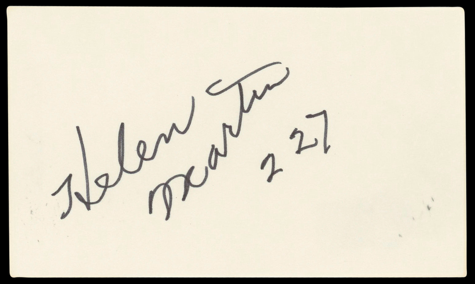 Helen Martin 227 "227" Authentic Signed 3x5 Index Card Autographed BAS #BN89398