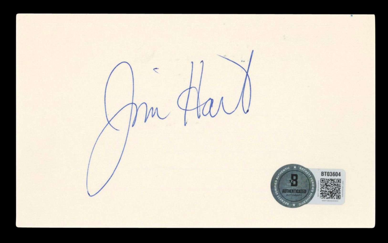 Cardinals Jim Hart Authentic Signed 3x5 Index Card Autographed BAS #BT03604