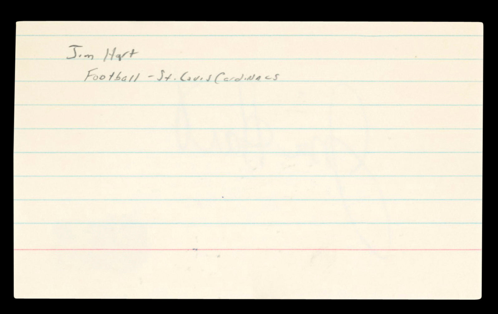 Cardinals Jim Hart Authentic Signed 3x5 Index Card Autographed BAS #BT03604
