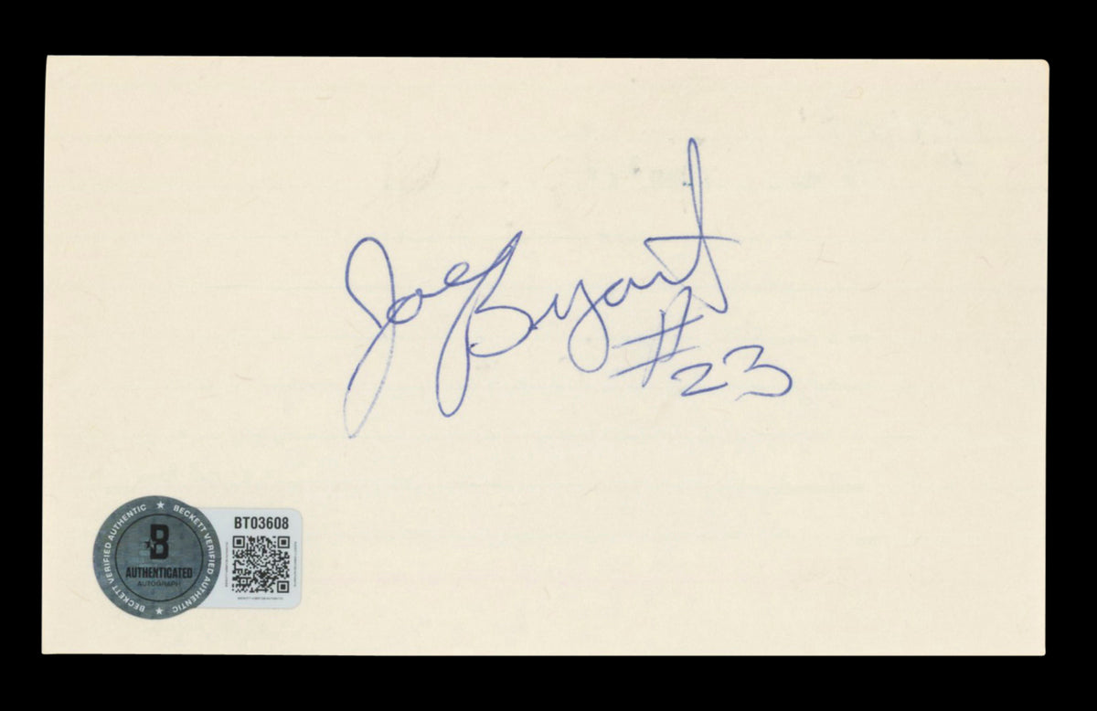76ers Joe Bryant #23 Authentic Signed 3x5 Index Card "Kobe's Dad" BAS #BT03608