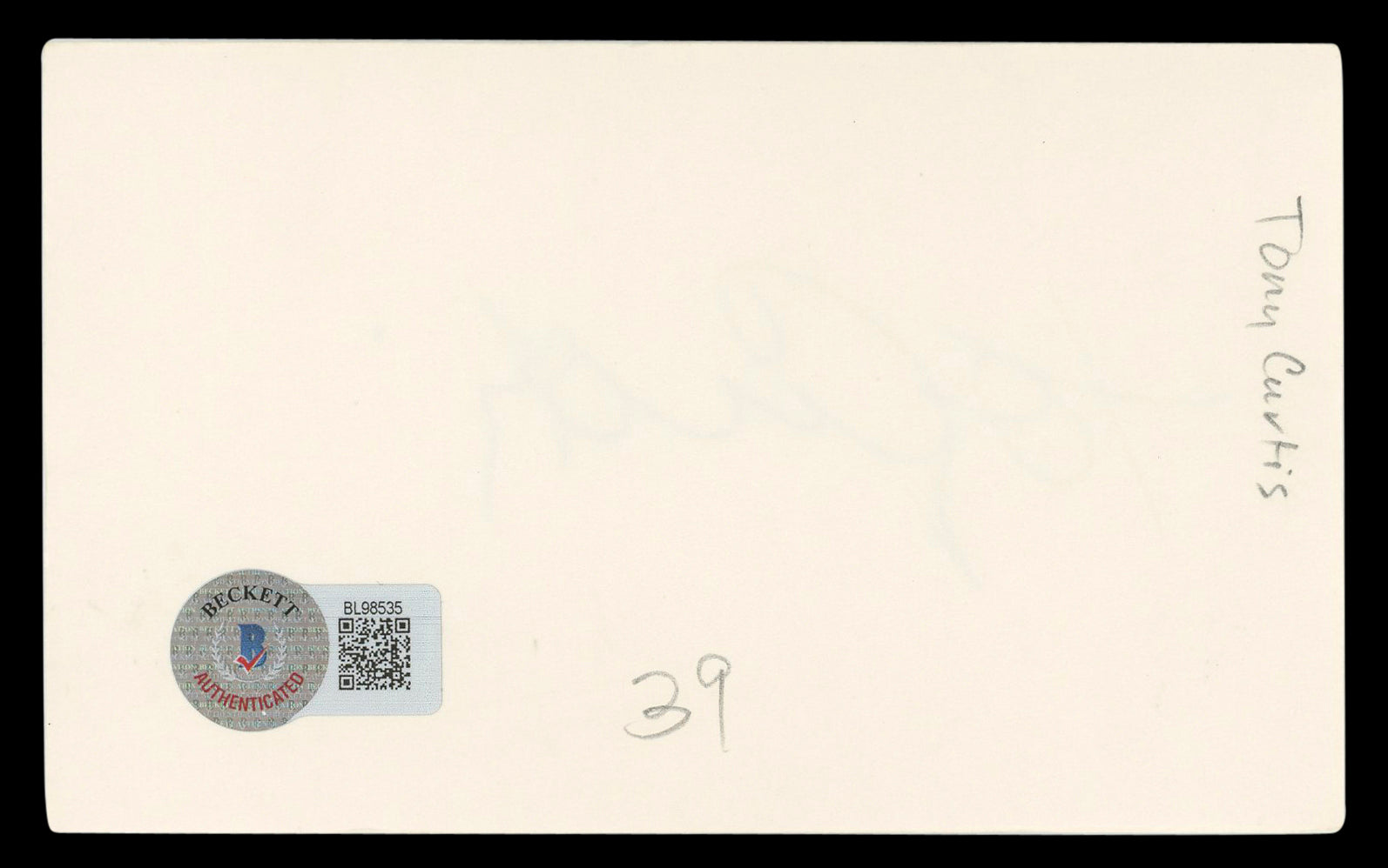 Tony Curtis Some Like It Hot Authentic Signed 3x5 Index Card BAS #BL98535