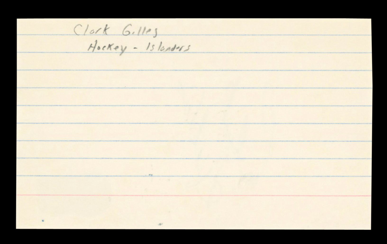 Islanders Clark Gillies Authentic Signed 3x5 Index Card Autographed BAS #BT03609