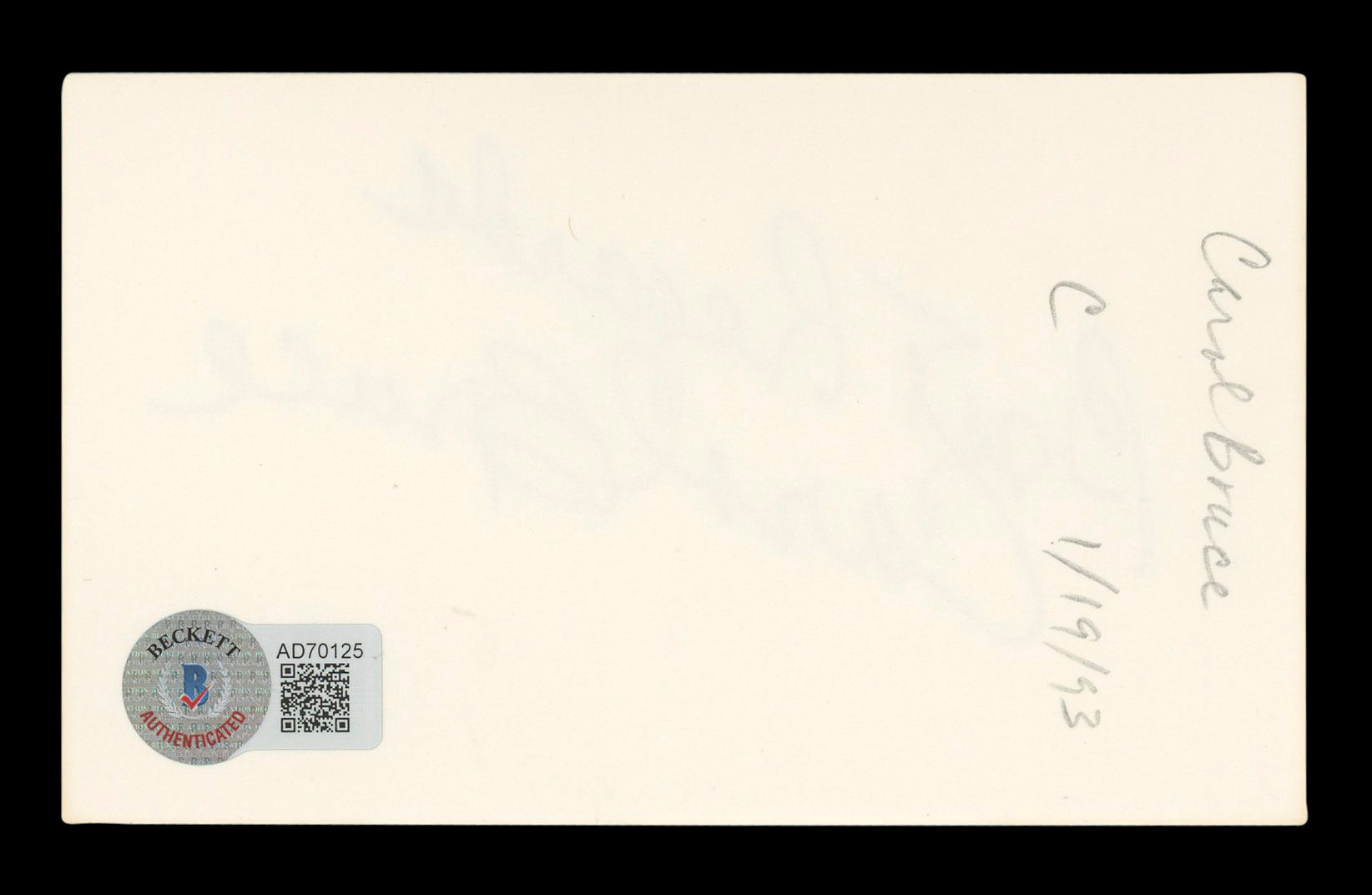 Carol Bruce Planes, Trains & Automobiles Signed 3x5 Index Card BAS #AD70125