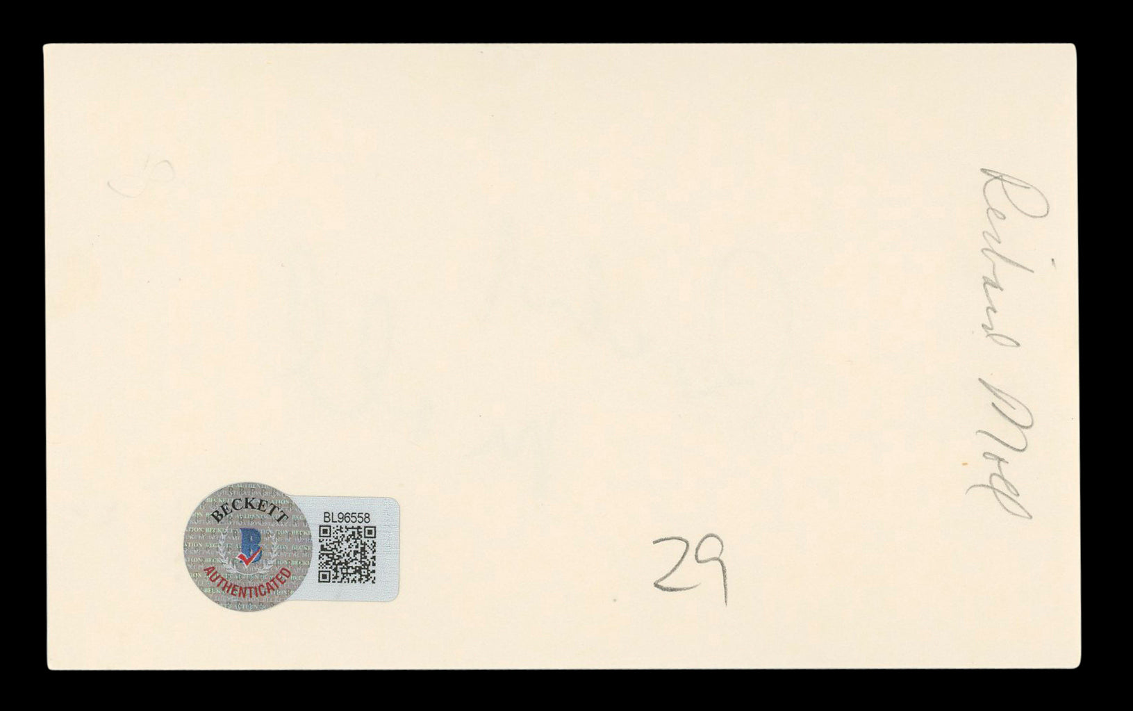 Richard Moll Night Court Authentic Signed 3x5 Index Card BAS #BL96558