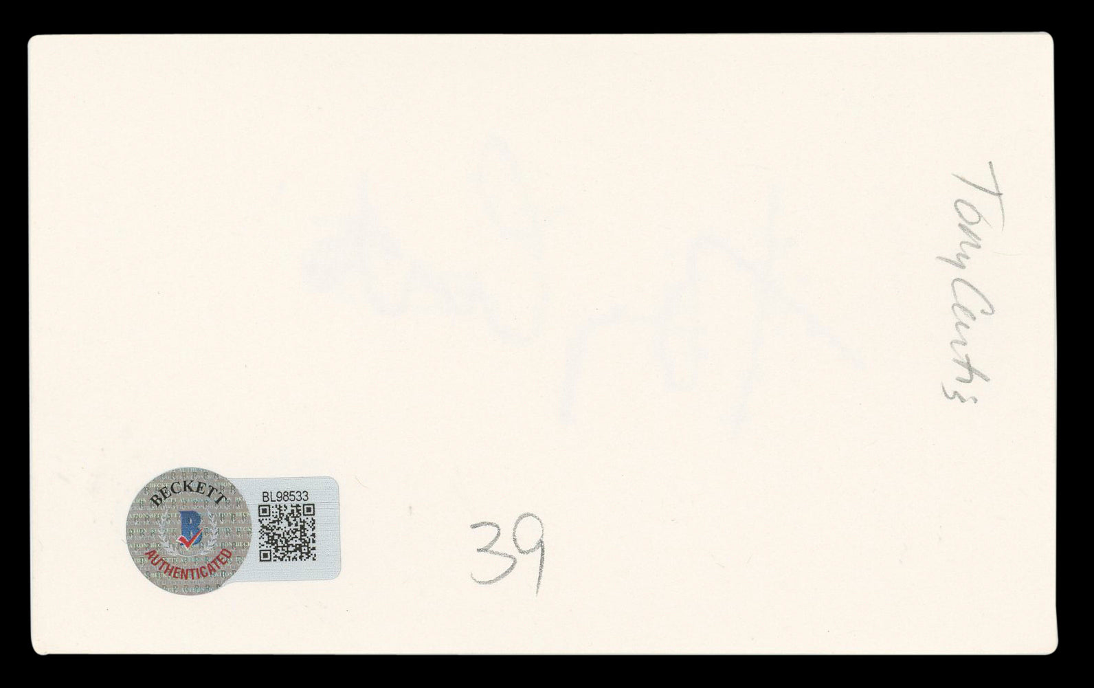 Tony Curtis Some Like It Hot Authentic Signed 3x5 Index Card BAS #BL98533