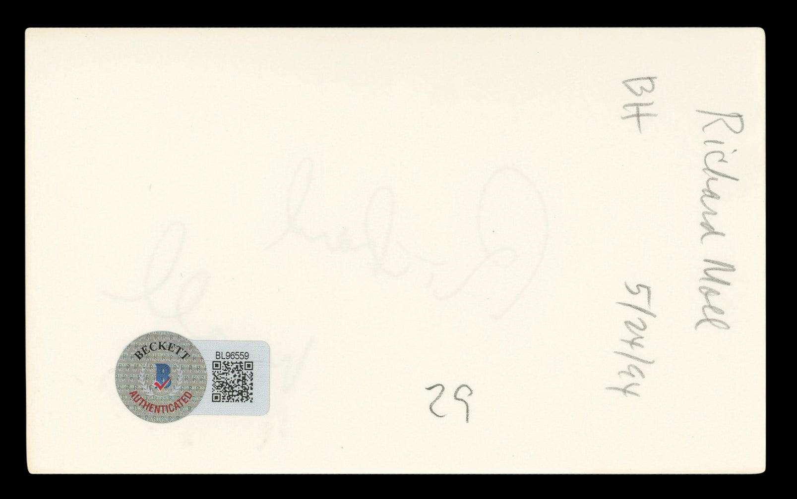 Richard Moll Night Court Authentic Signed 3x5 Index Card BAS #BL96559