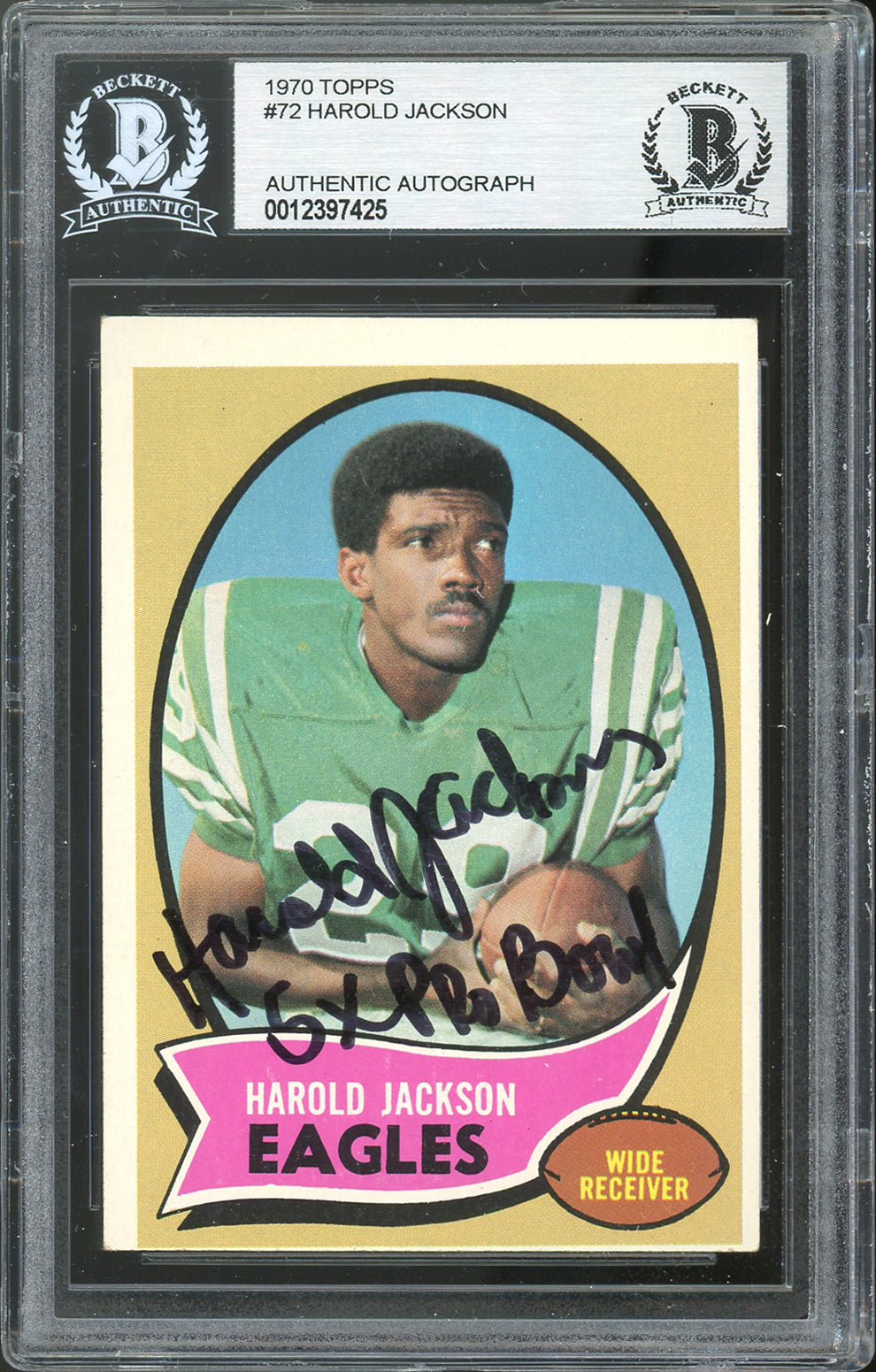 Eagles Harold Jackson "5X Pro Bowl" Signed 1970 Topps #72 Card BAS Slabbed