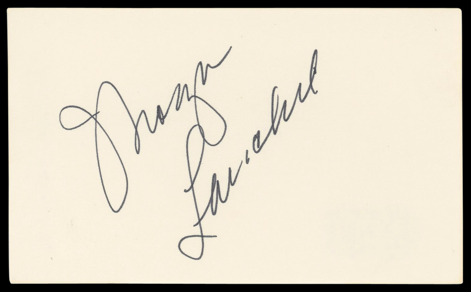 Morgan Fairchild Falcon Crest Authentic Signed 3x5 Index Card BAS #BM58652