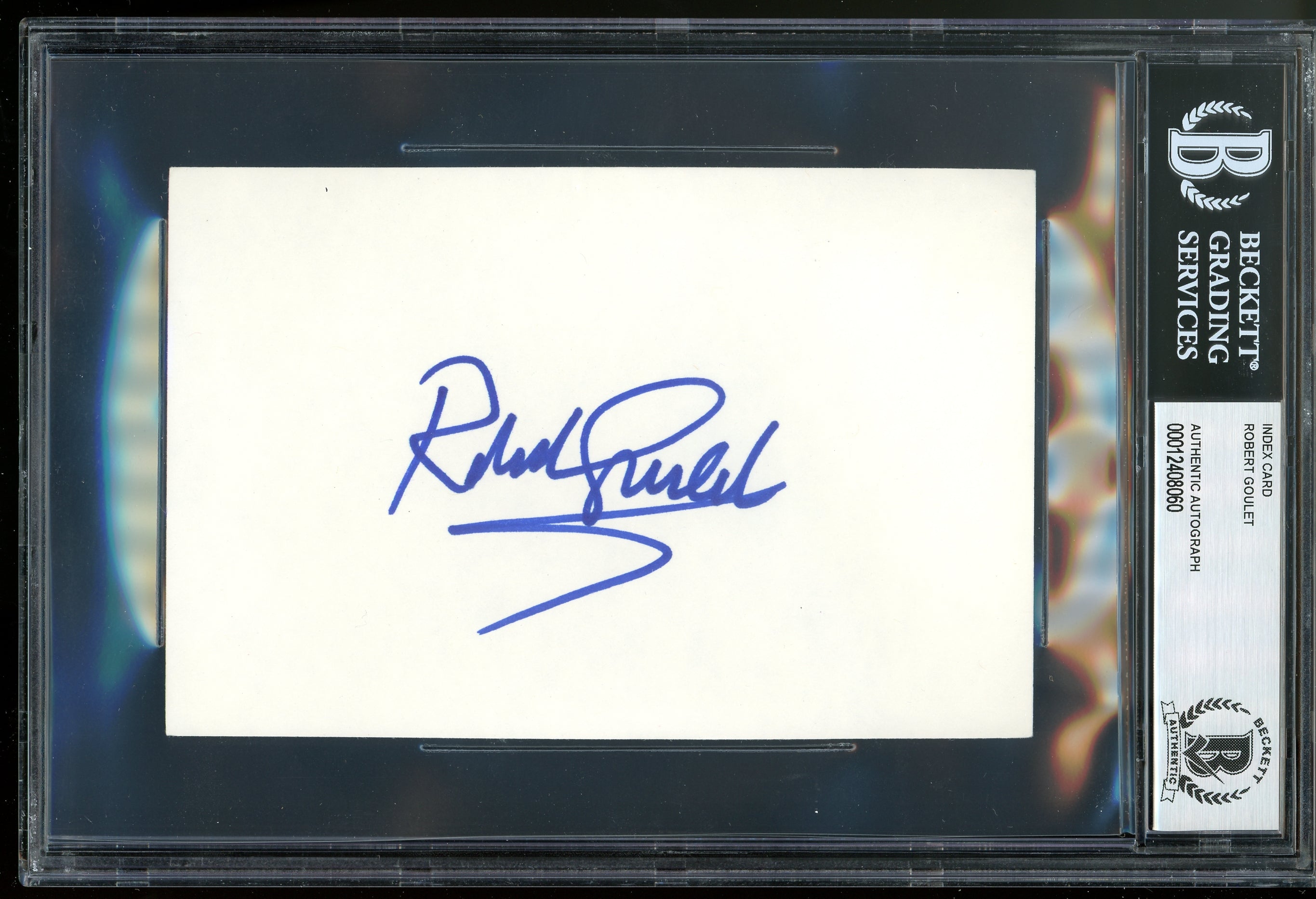 Robert Goulet Camelot Authentic Signed 4x6 Index Card Autographed BAS Slabbed