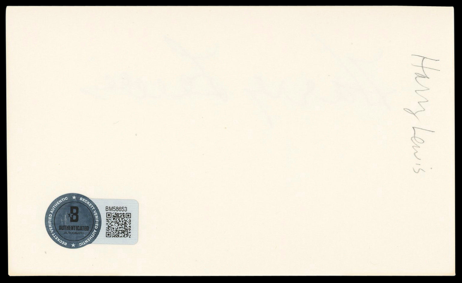 Harry Lewis In The Mud Authentic Signed 3x5 Index Card Autographed BAS #BM58653