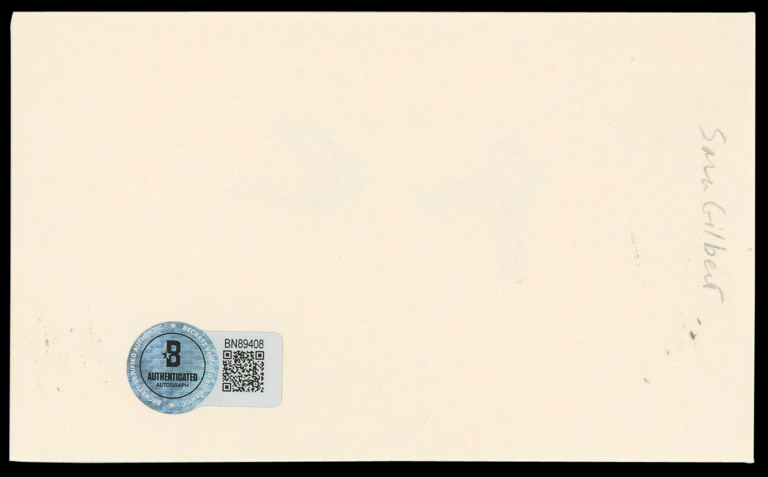 Sara Gilbert Roseanne Authentic Signed 3x5 Index Card Autographed BAS #BN89408