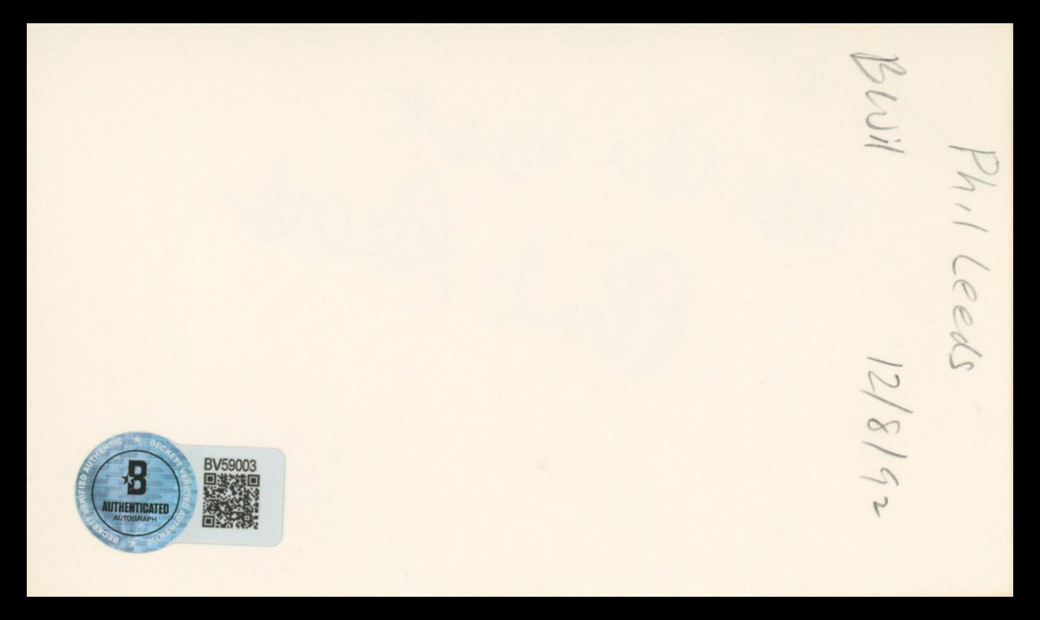 Phil Leeds Everybody Loves Raymond Authentic Signed 3x5 Index Card BAS #BV59003