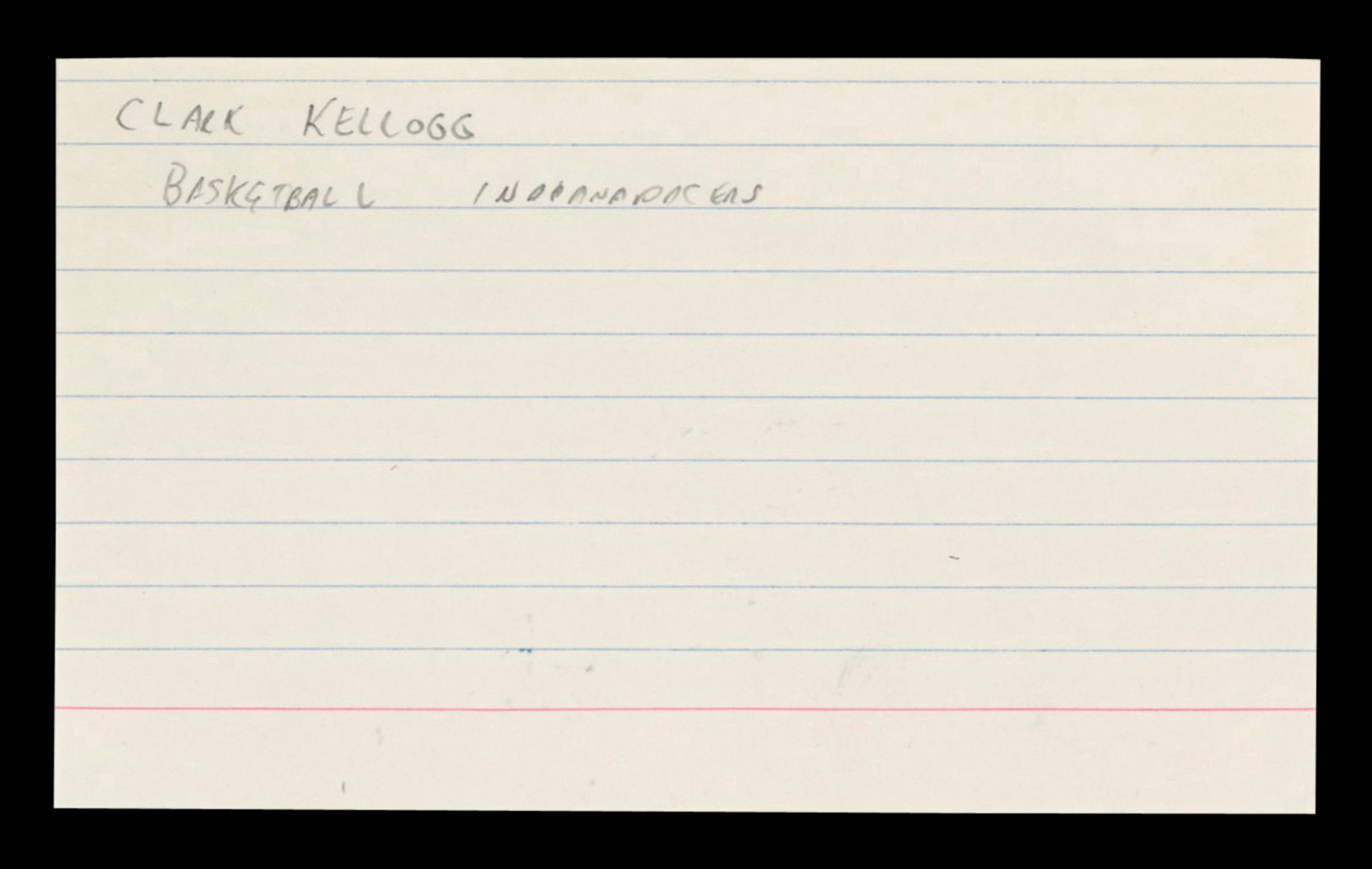 Pacers Clark Kellogg "Best Wishes" Authentic Signed 3x5 Index Card BAS #BT03614