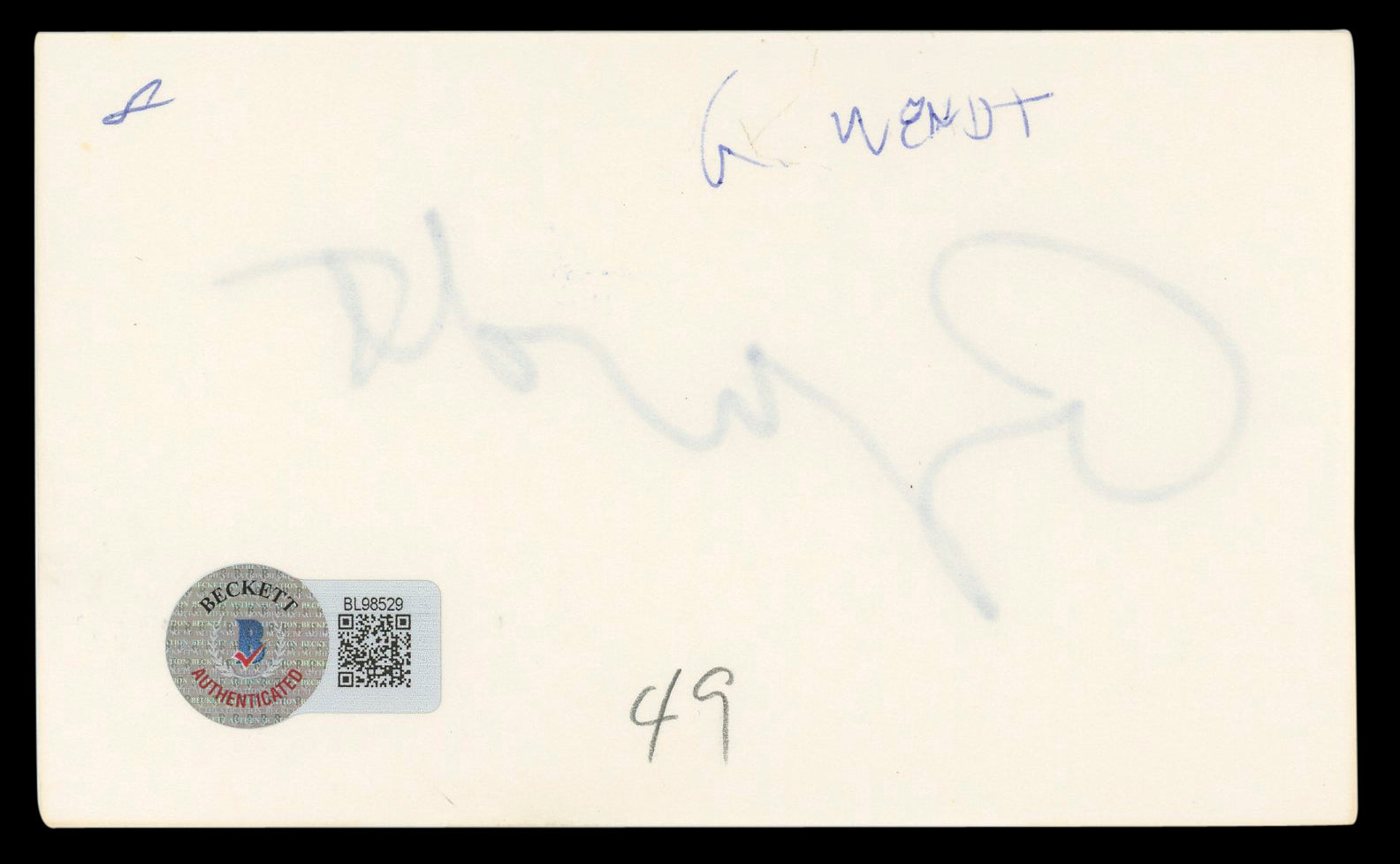 George Wendt Cheers Authentic Signed 3x5 Index Card Autographed BAS #BL98529