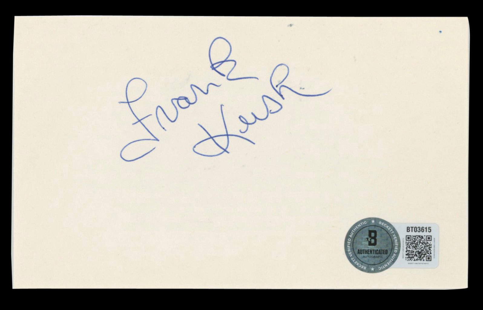 Arizona State Frank Kush Authentic Signed 3x5 Index Card BAS #BT03615