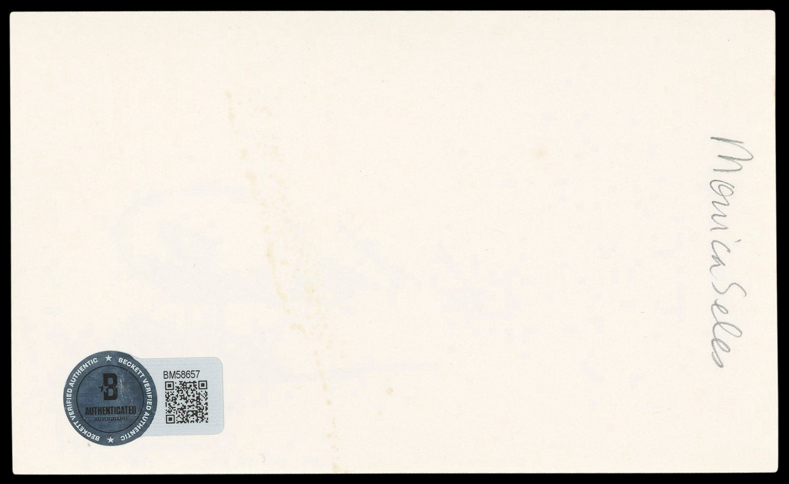 Monica Seles Tennis Authentic Signed 3x5 Index Card Autographed BAS #BM58657