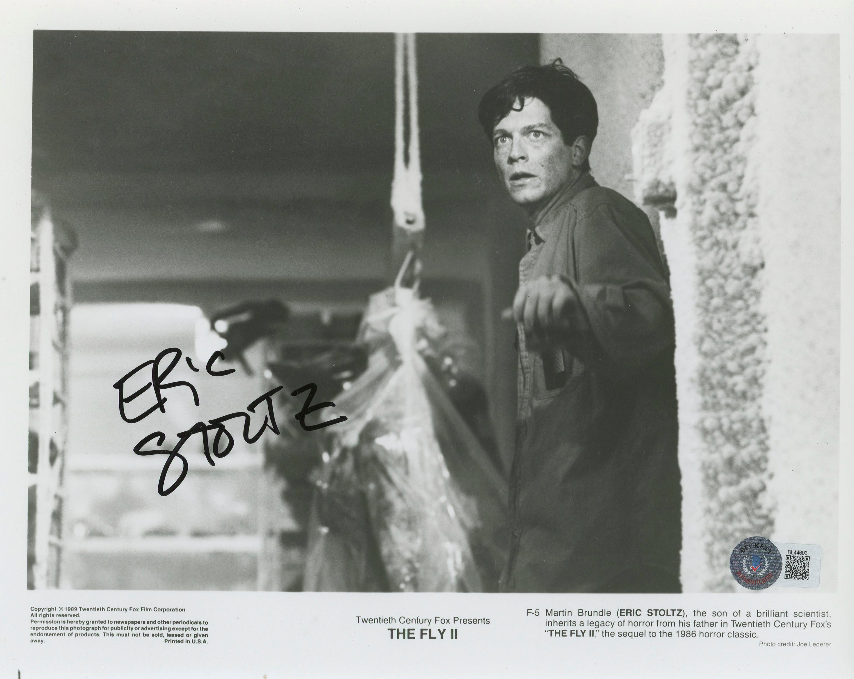 Eric Stoltz The Fly II Authentic Signed 8x10 Black & White Photo BAS #BL44603