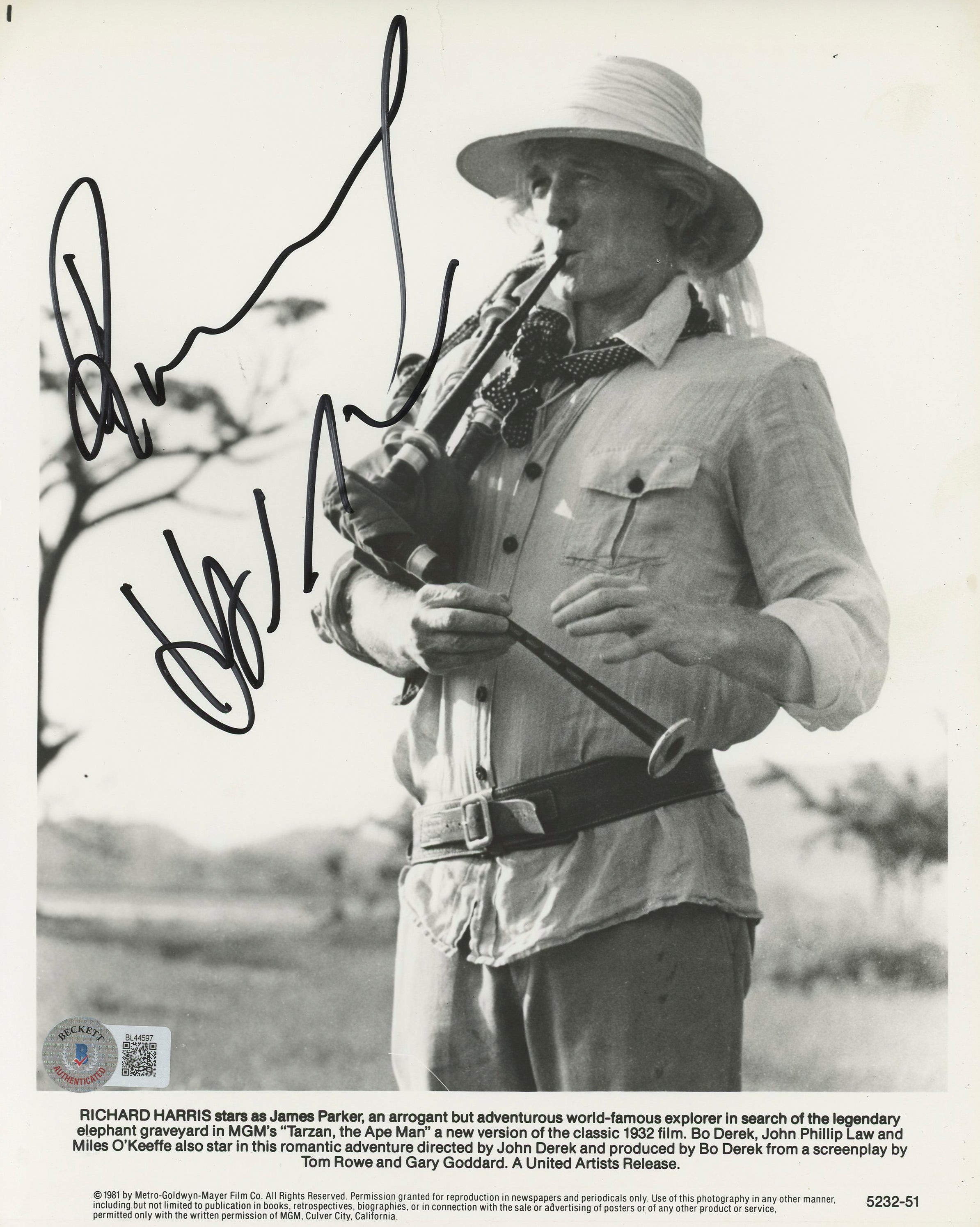 Richard Harris Tarzan, the Ape Man Authentic Signed 8x10 Photo BAS #BL44597