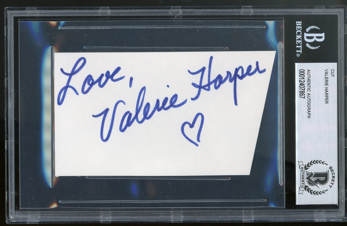 Valerie Harper The Mary Tyler Moore Show Signed 2.6x4.25 Index Card BAS Slabbed