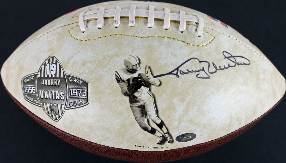 Colts Johnny Unitas Signed QBs Of The Century Football PSA/DNA #AB04527