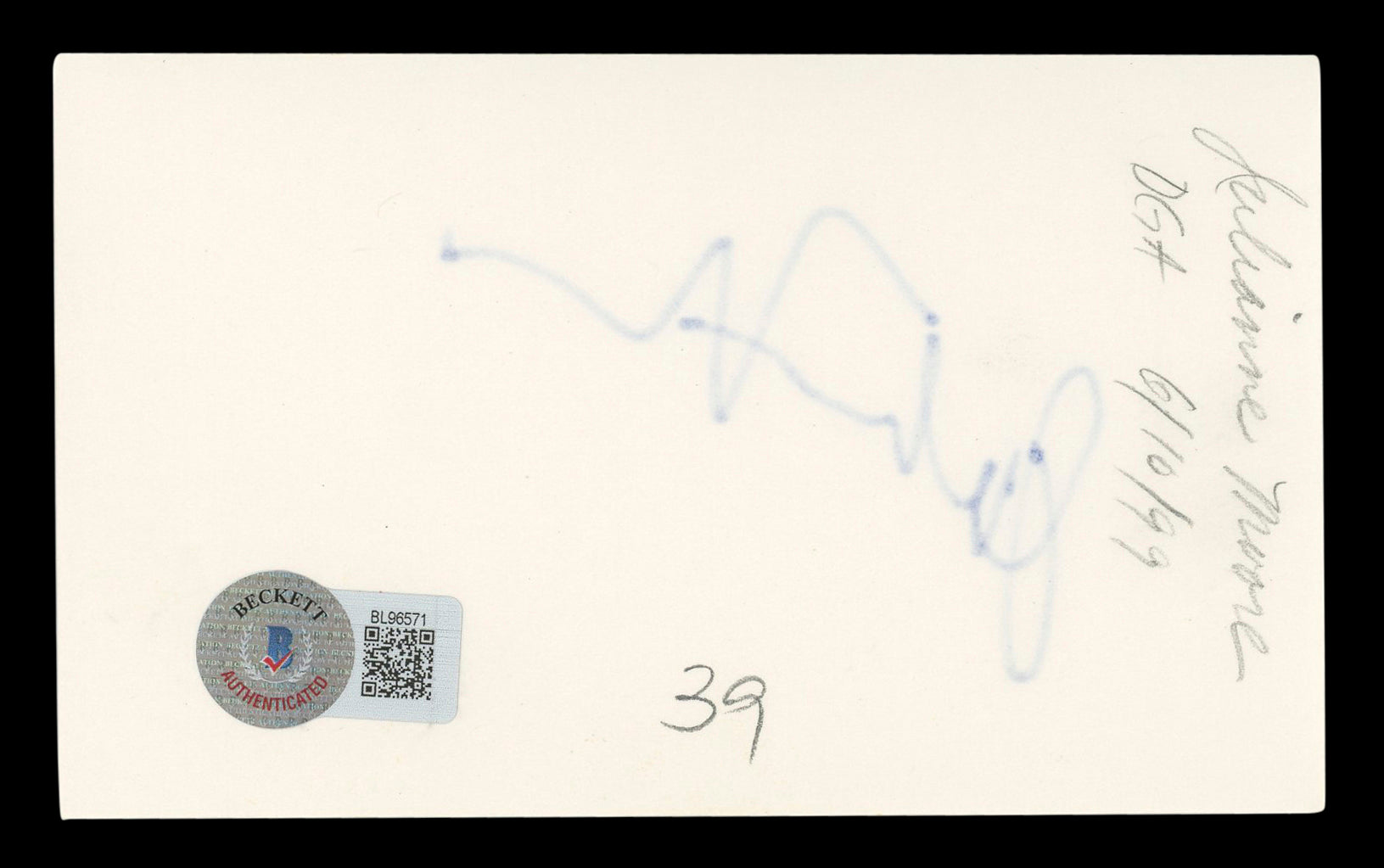 Julianne Moore Far From Heaven Authentic Signed 3x5 Index Card BAS #BL96571