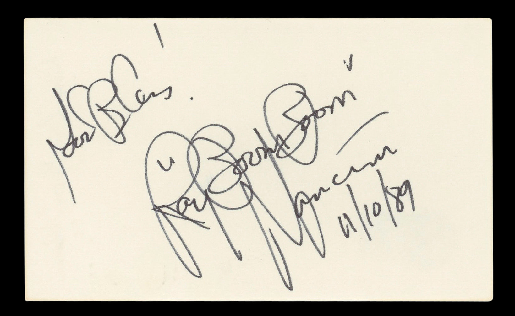 Ray Mancini "God Bless! Boom Boom" Authentic Signed 3x5 Index Card BAS #BL96572