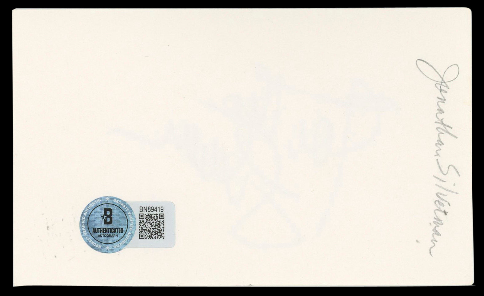 Jonathan Silverman Weekend at Bernie's Signed 3x5 Index Card BAS #BN89419