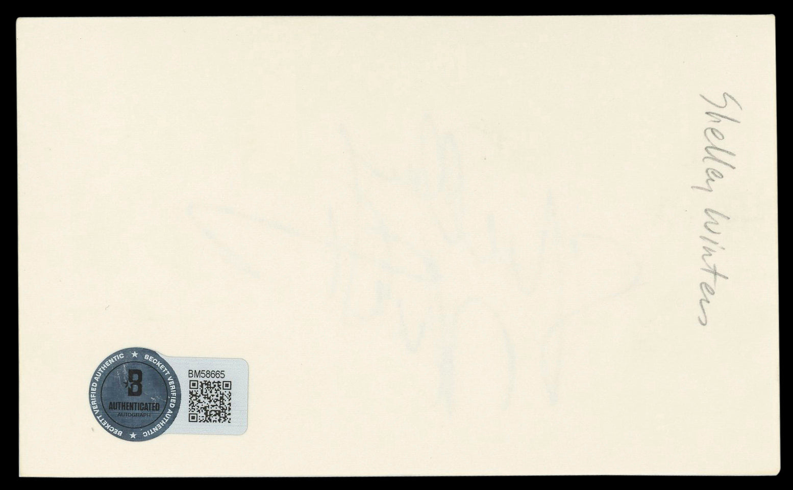 Shelley Winters A Patch of Blue Authentic Signed 3x5 Index Card BAS #bm58665