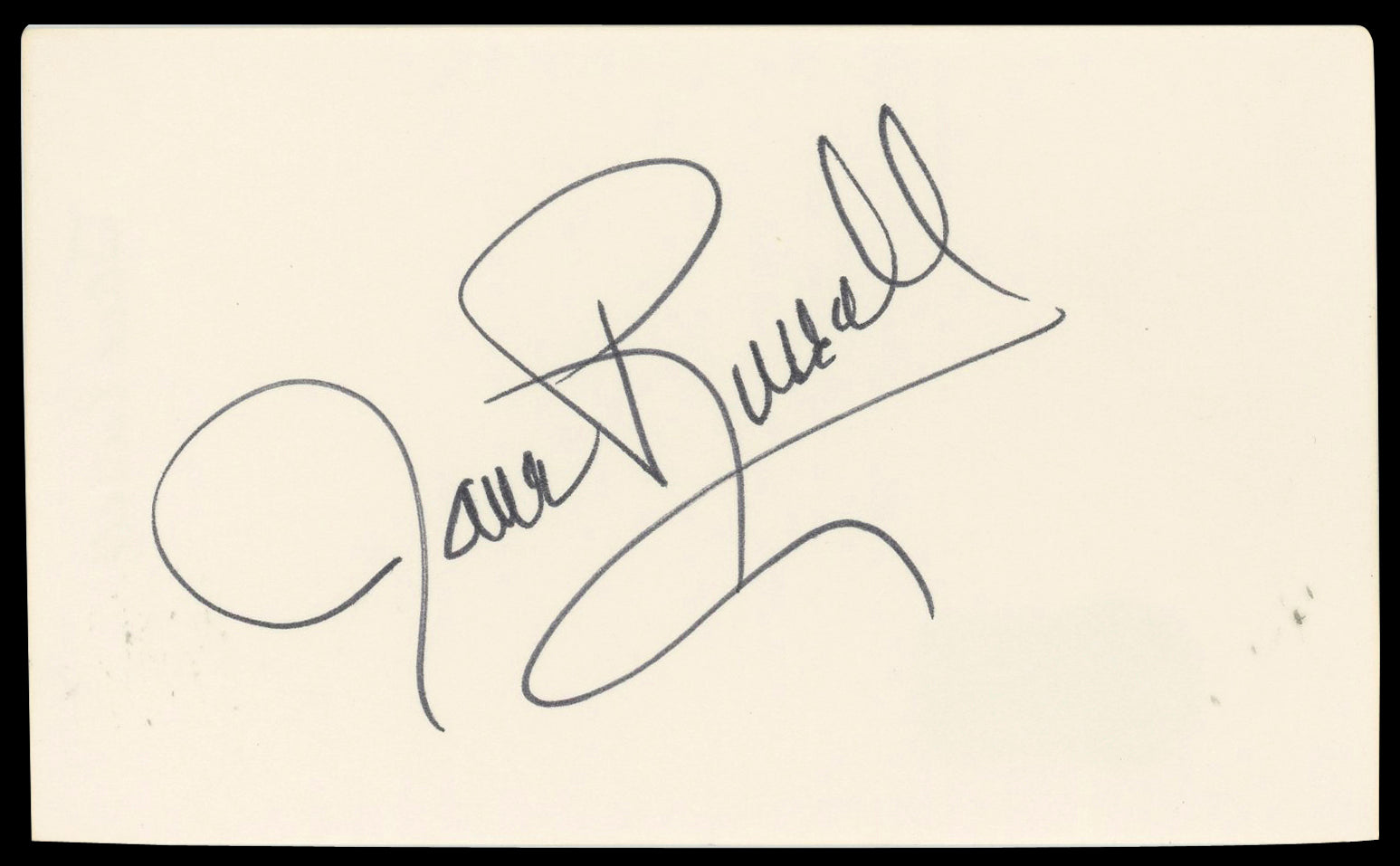 Jane Russell Gentlemen Prefer Blondes Signed 3x5 Index Card BAS #BN89420