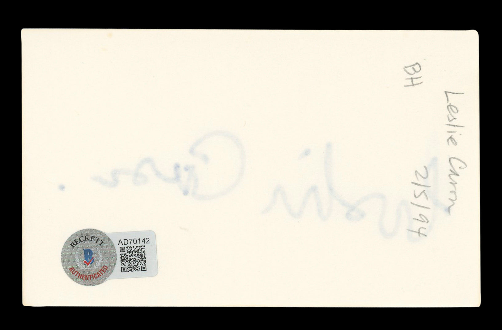 Leslie Caron An American in Paris Signed 3x5 Index Card Autographed BAS #AD70142